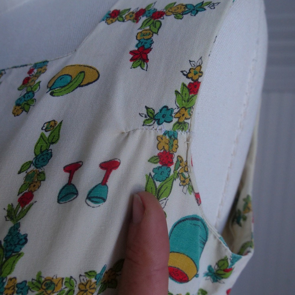 Super cute vintage 1950s cotton picnic themed novelty print sundress - Picture 7 of 8